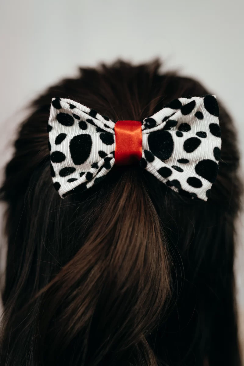 noeud cheveux made in france disneybound cruella d'enfer noir et blanc