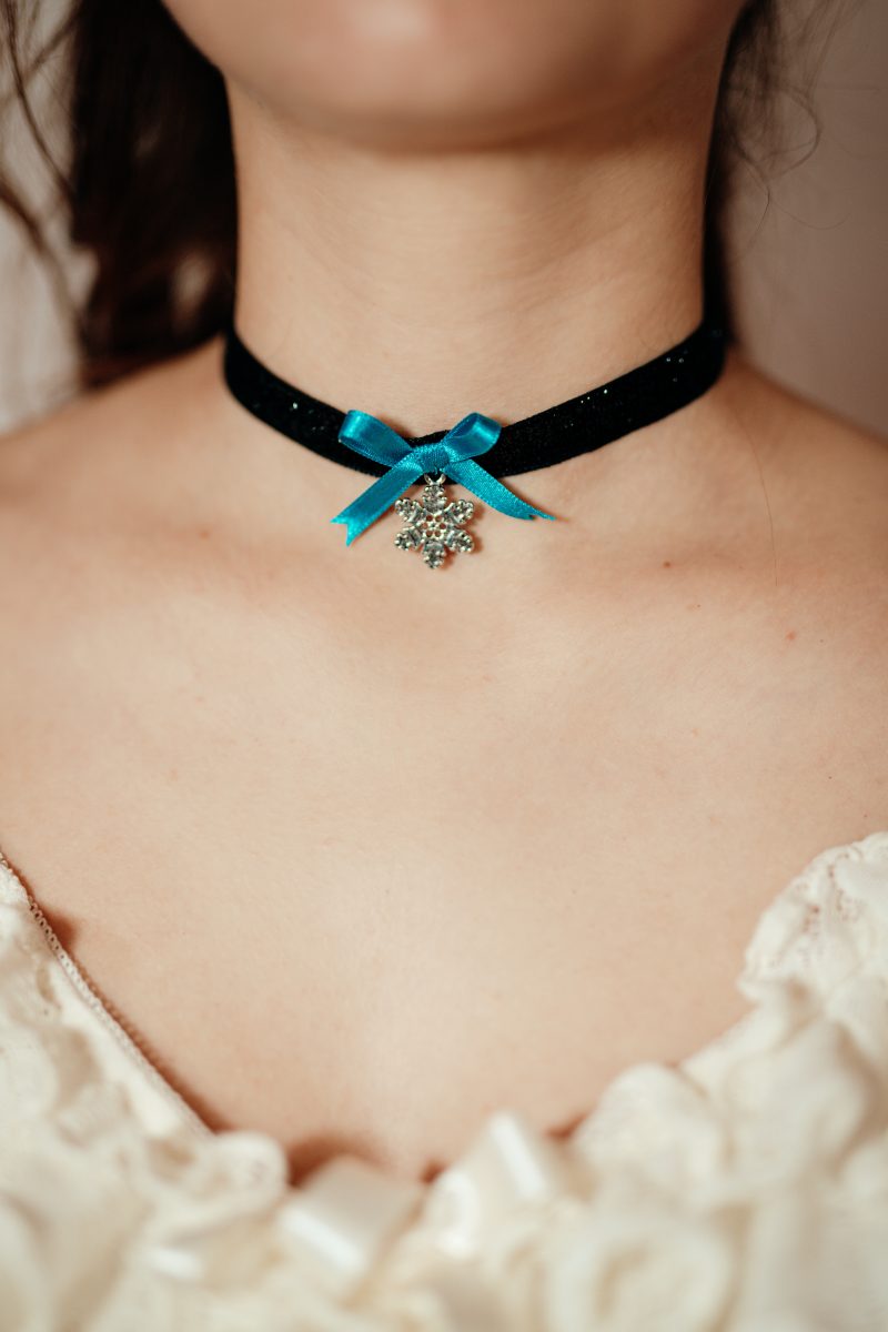 collier ras-de-cou choker made in france flocon reine des neiges fait main