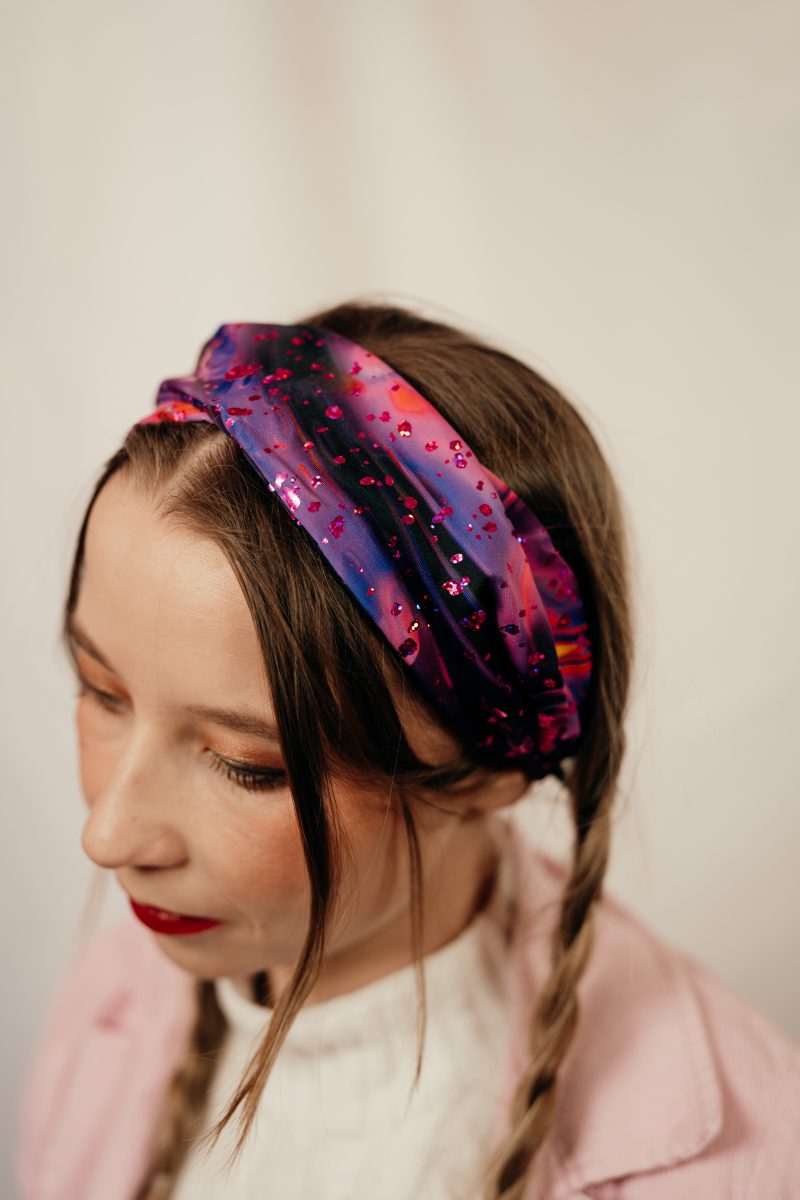 bandeau cheveux made in france en lycra violet