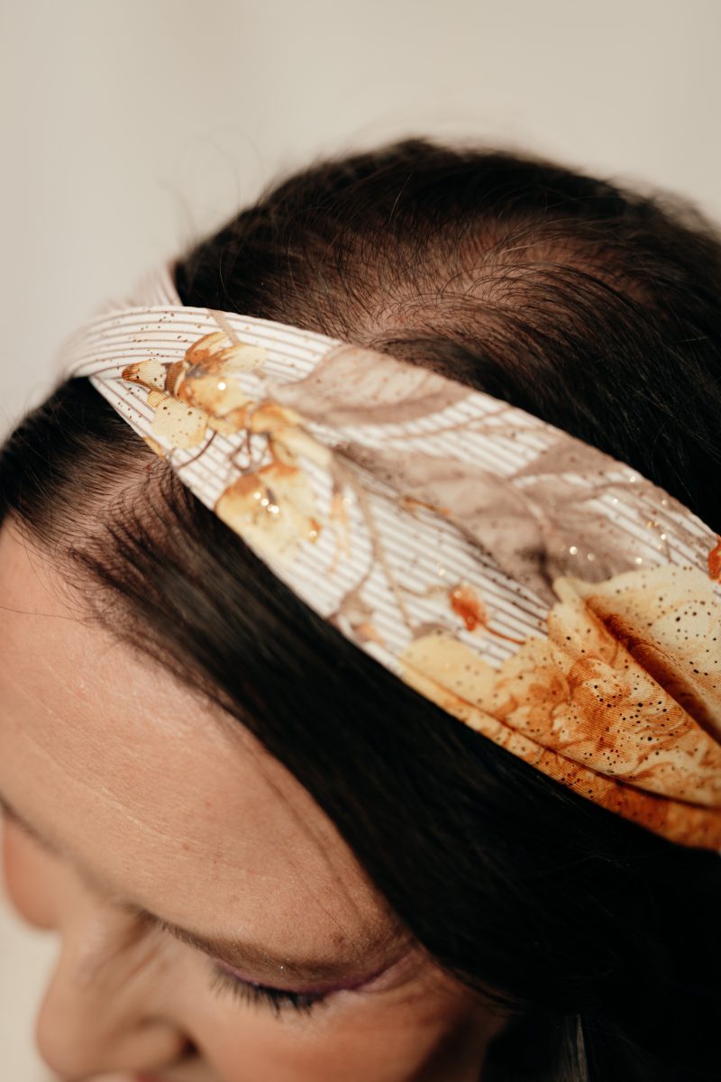 bandeau cheveux made in france jaune à fleurs