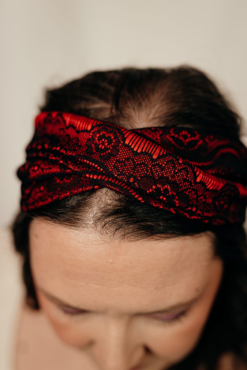 bandeau cheveux made in france satin rouge