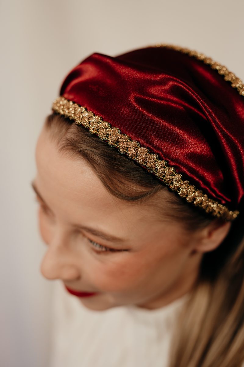 bandeau cheveux made in france satin bordeaux