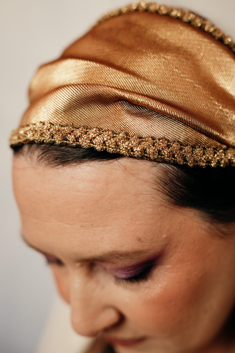 bandeau cheveux made in france en brocart or
