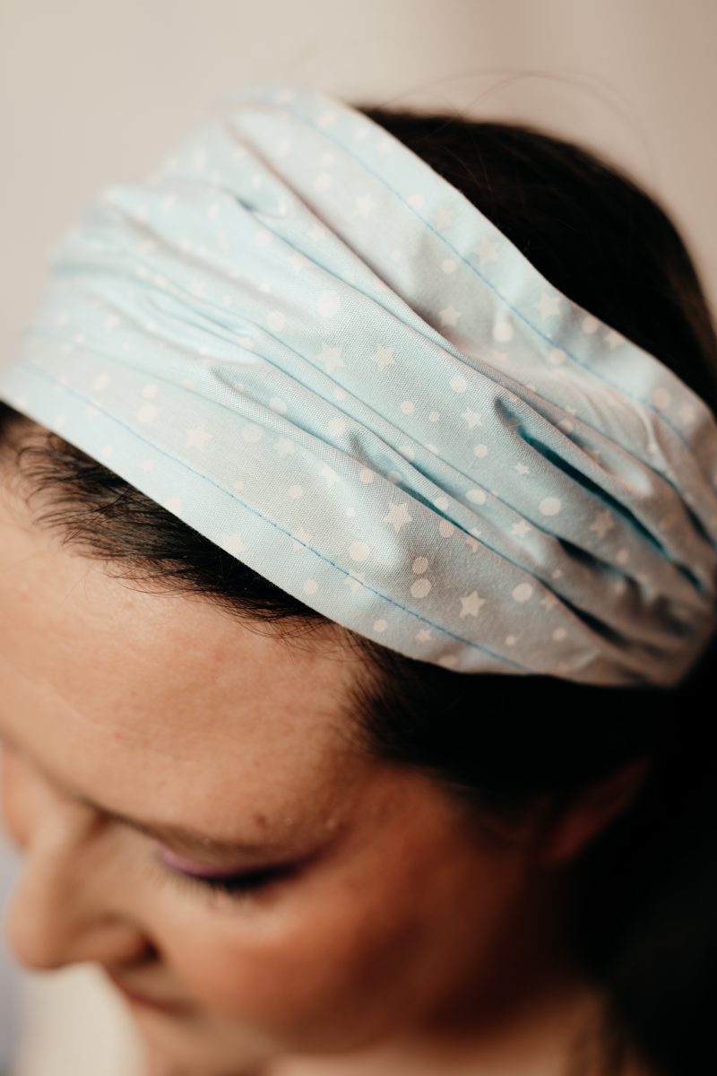 bandeau cheveux made in france bleu ciel imprimé étoiles cendrillon