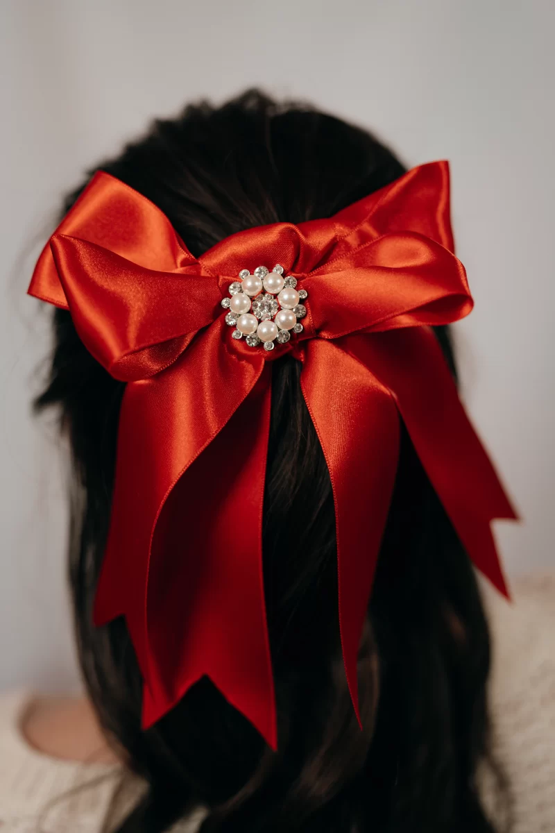 noeud rouge pour cheveux made in france