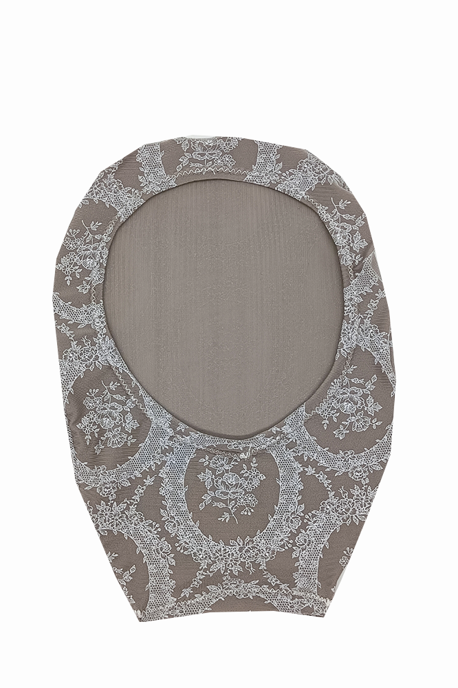 housse de poche de stomie taupe à motifs baroques made in france
