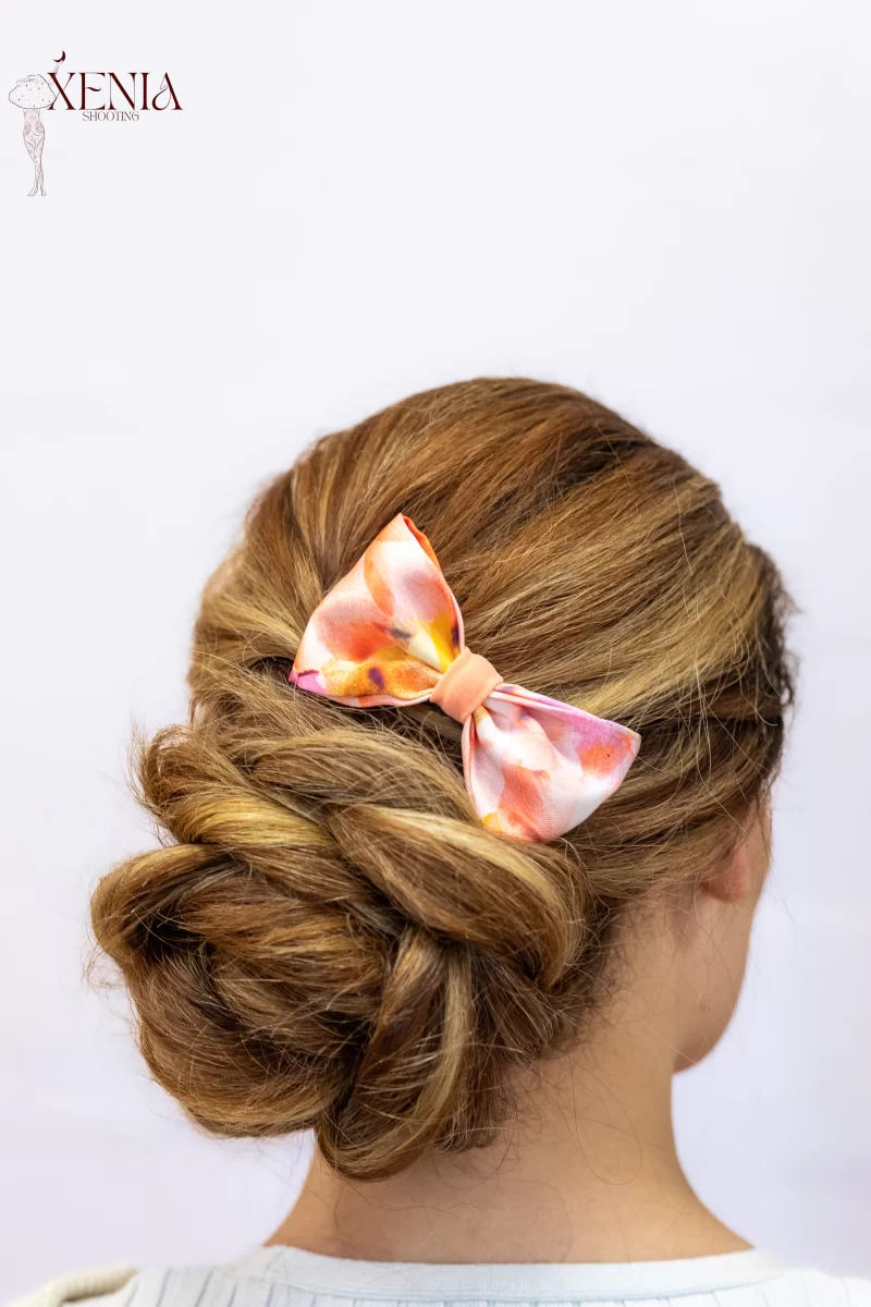 noeud pour cheveux made in france coloris pêche