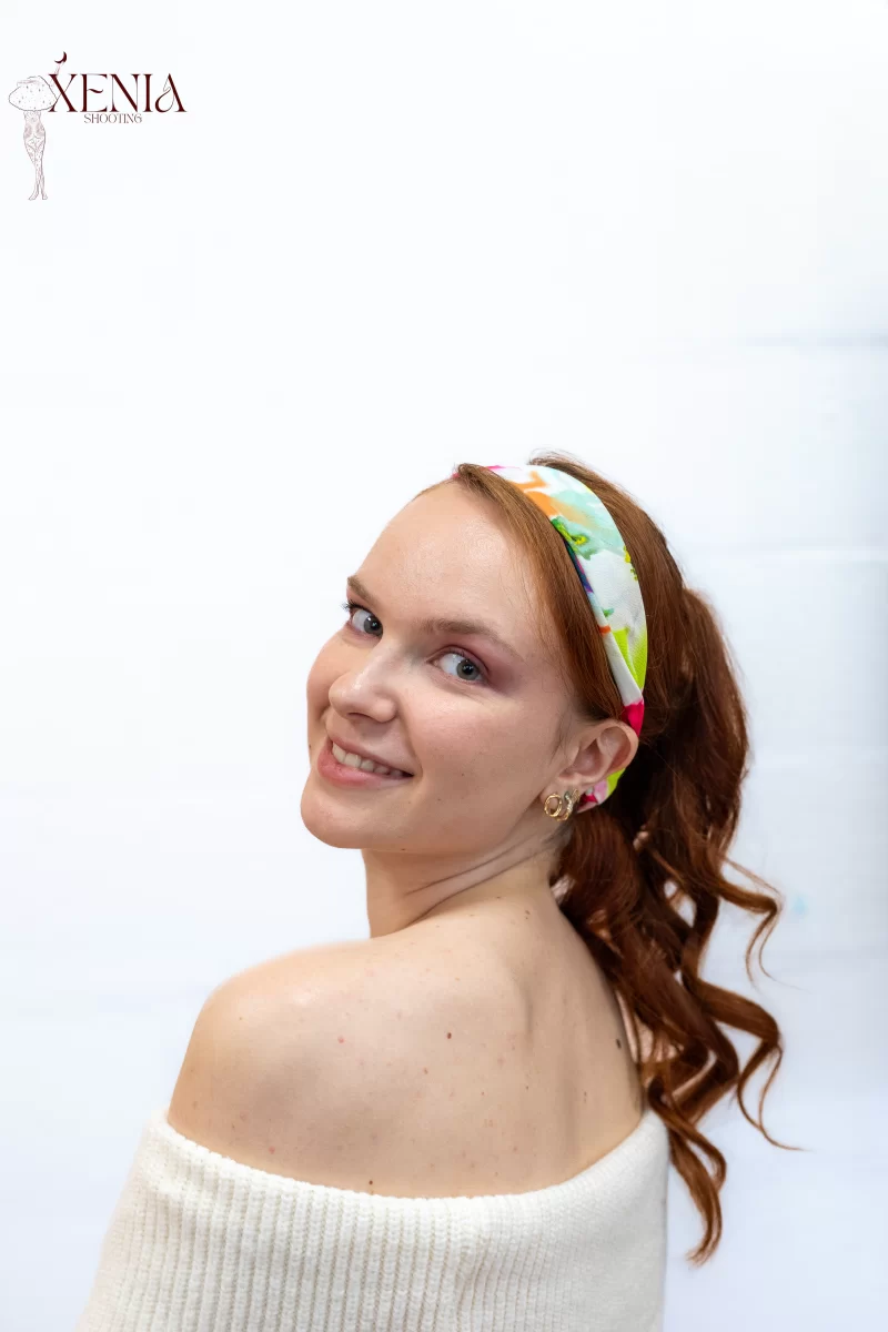 bandeau cheveux vert à fleurs made in france