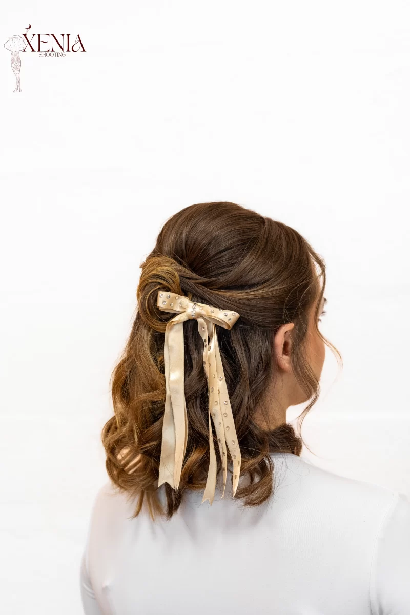 noeud beige à strass pour cheveux made in france mariage cérémonie