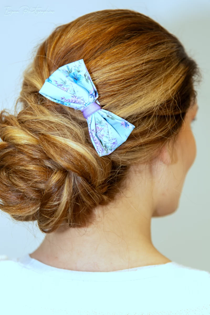 noeud bleu turquoise made in france pour cheveux