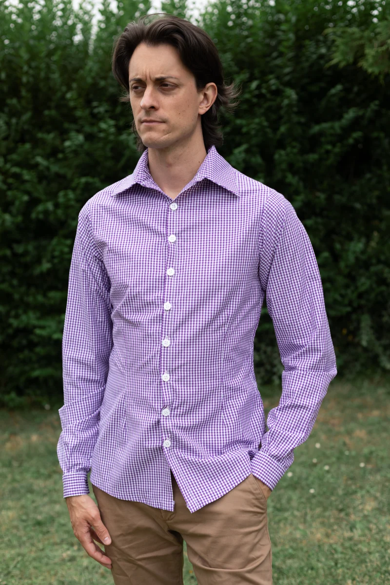 chemise homme personnalisée made in france carreaux violets