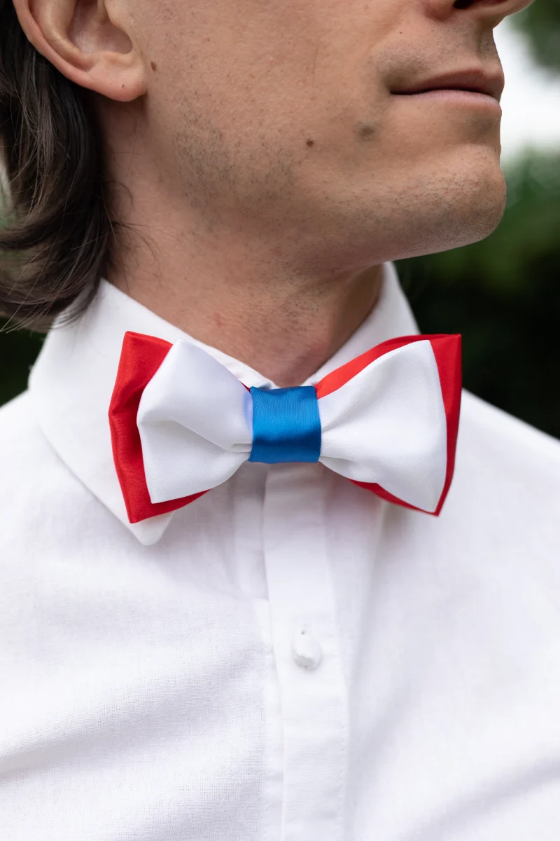 noeud papillon double pour homme made in france bleu blanc rouge