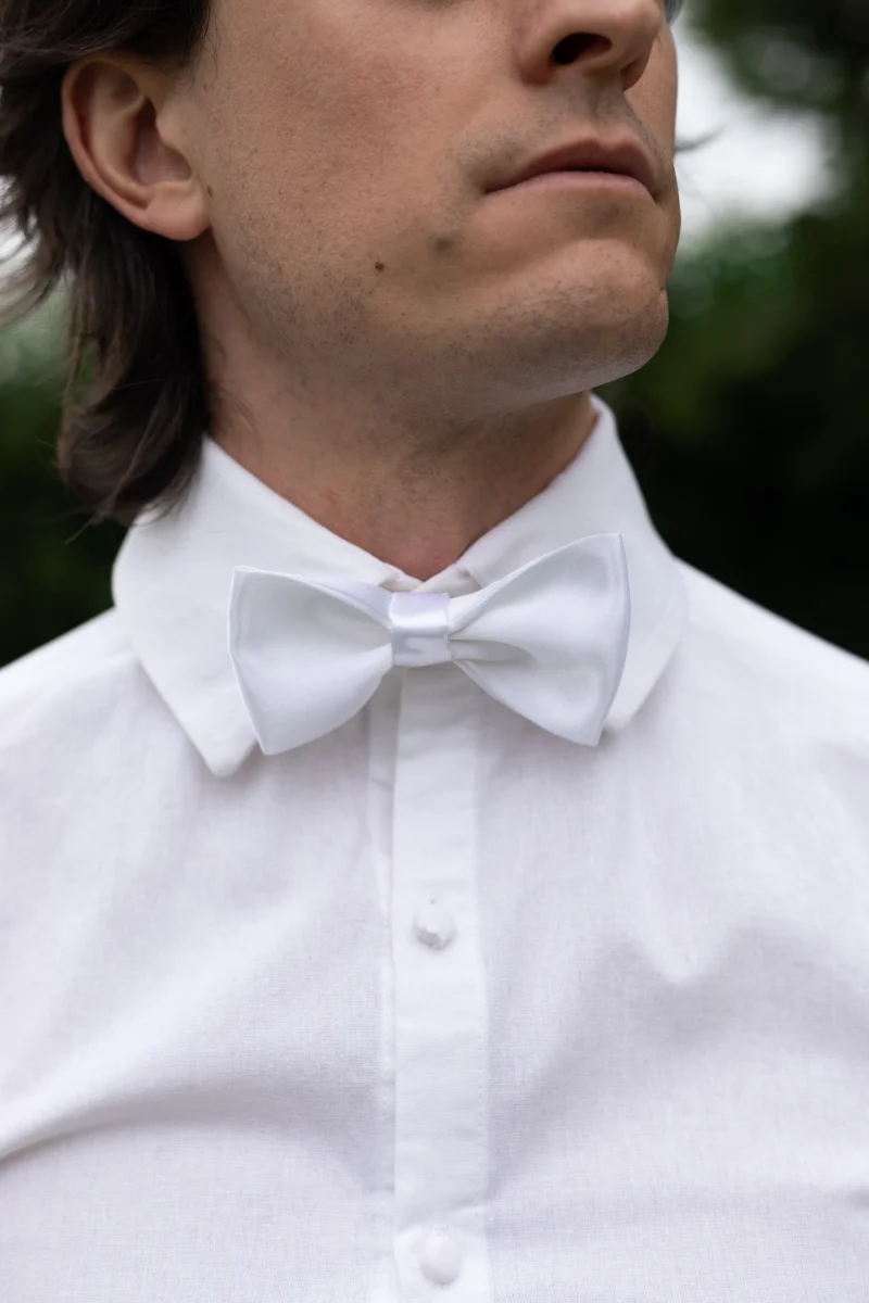 noeud papillon homme satin blanc uni made in france