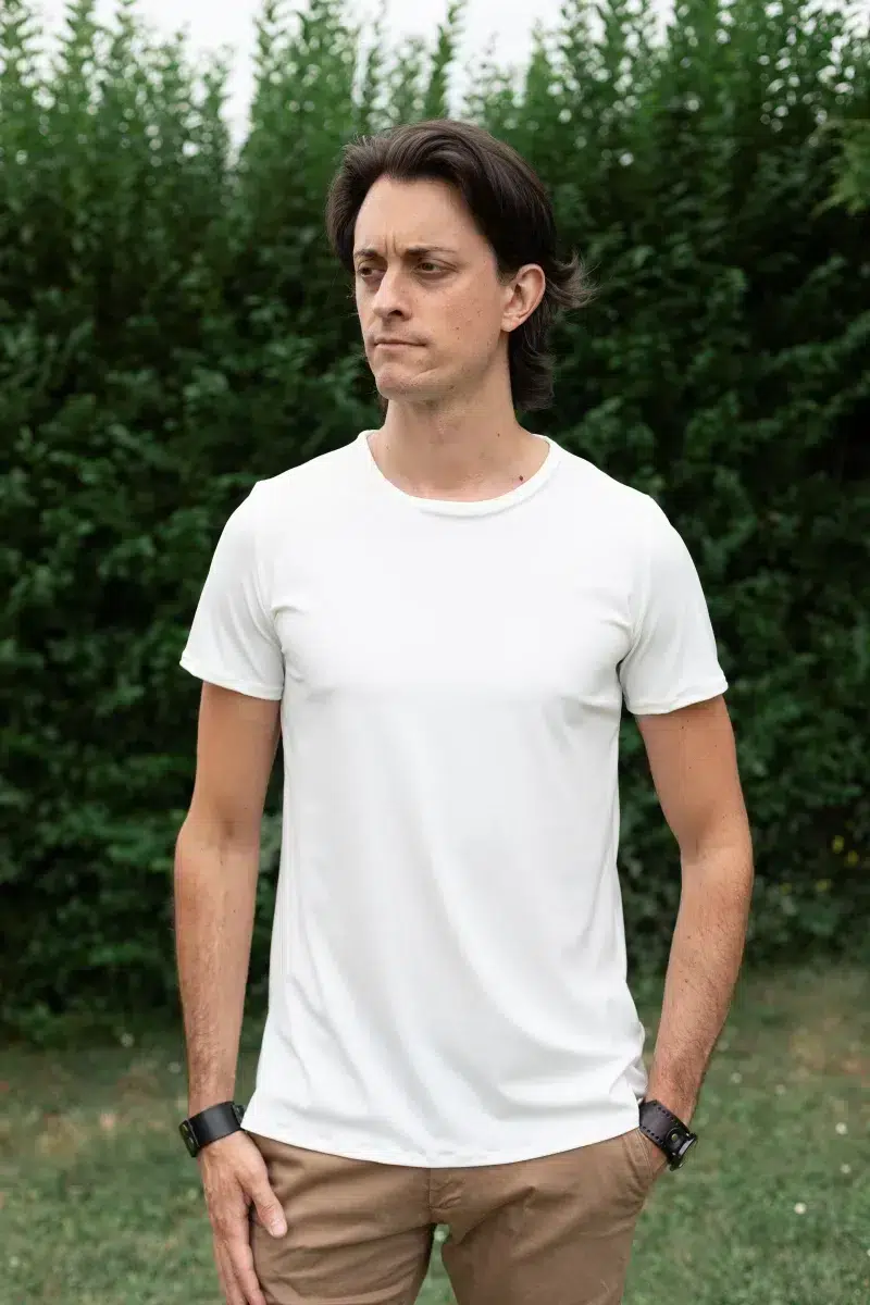 tee-shirt homme made in france polyamide ivoire