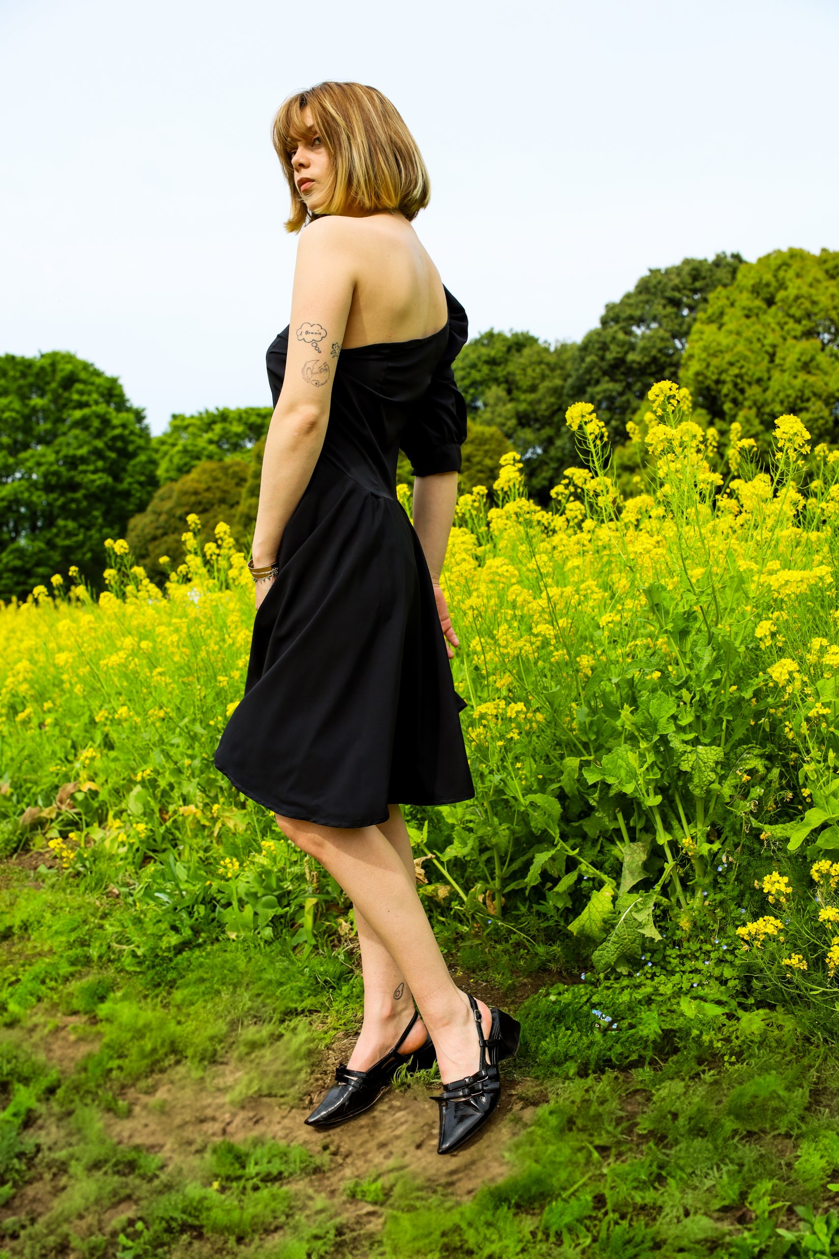 robe noire made in france asymétrique Chérie et Dandy