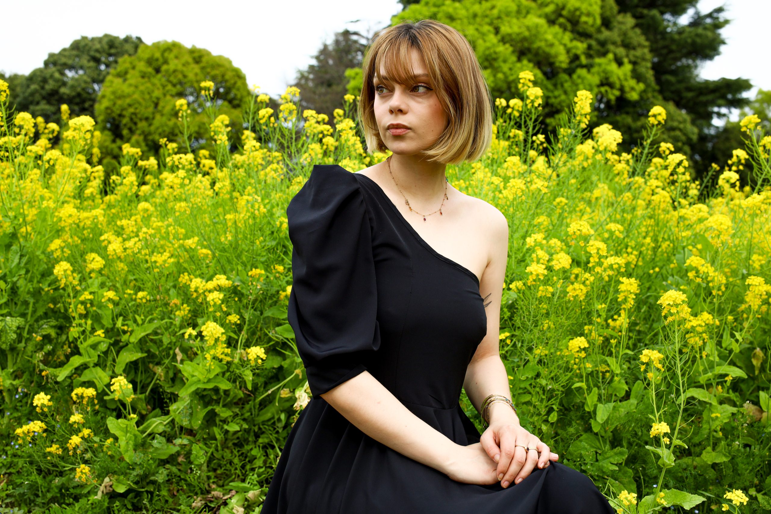 robe noire made in france asymétrique Chérie et Dandy