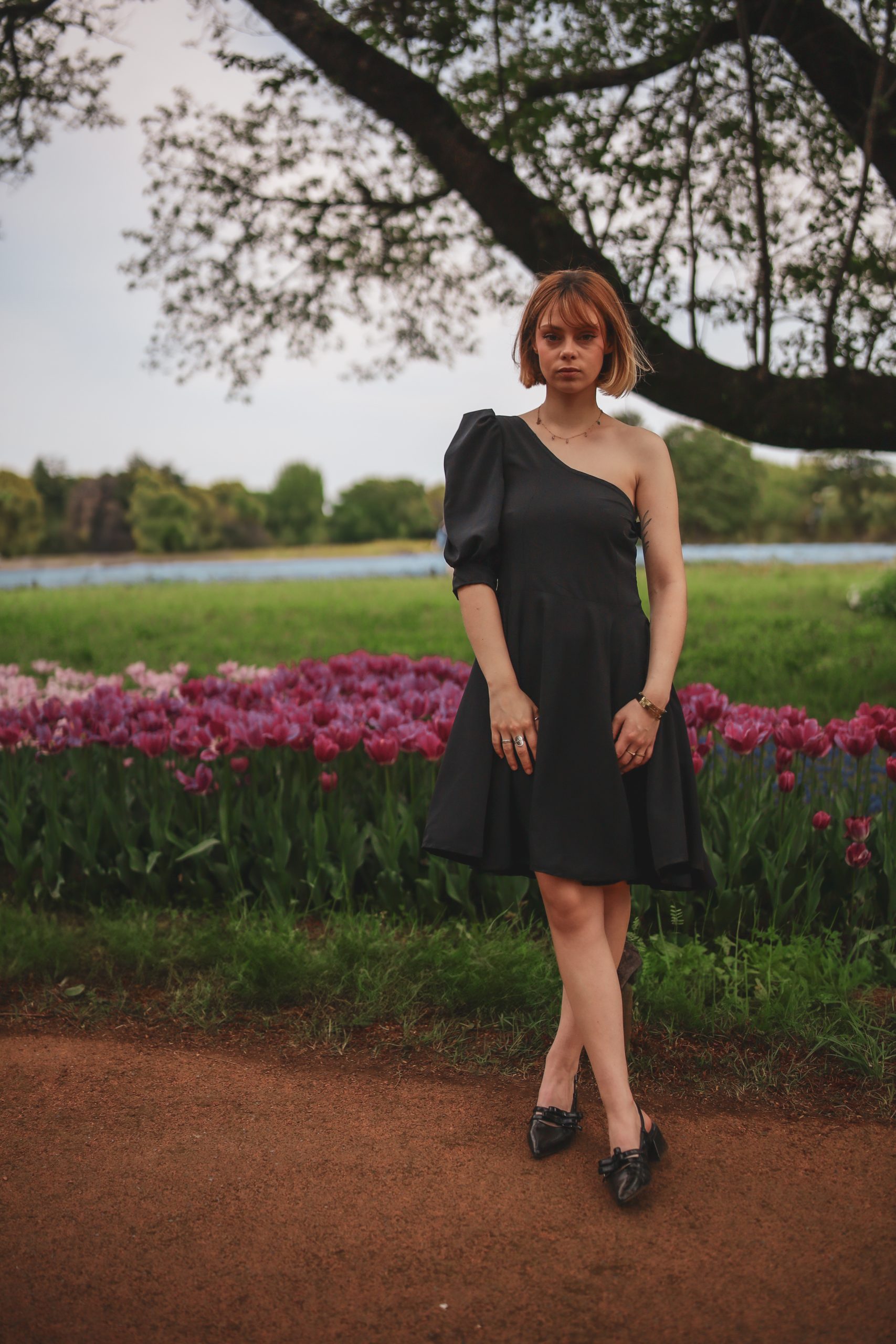 robe noire made in france asymétrique Chérie et Dandy