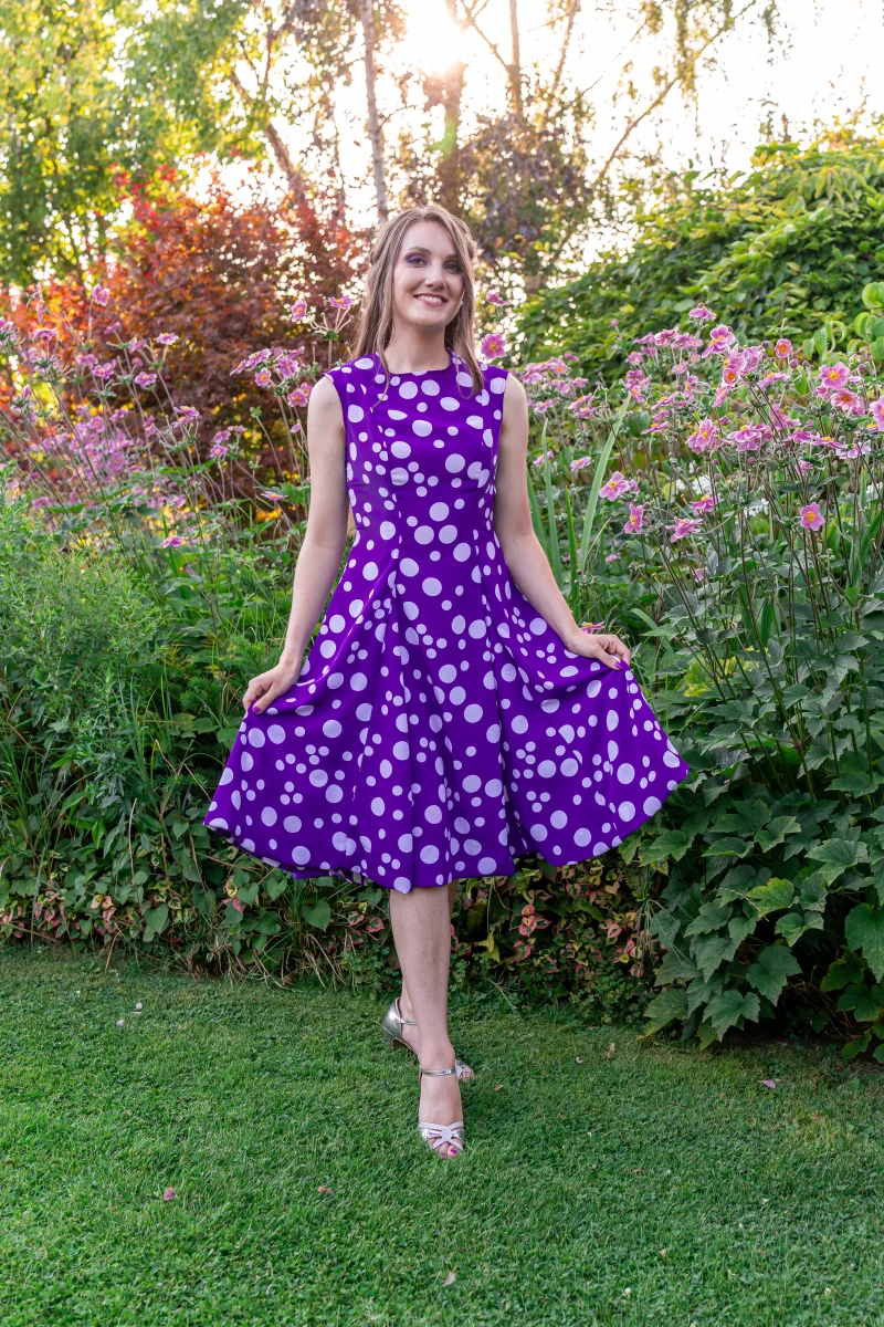robe vintage violette made in france pois
