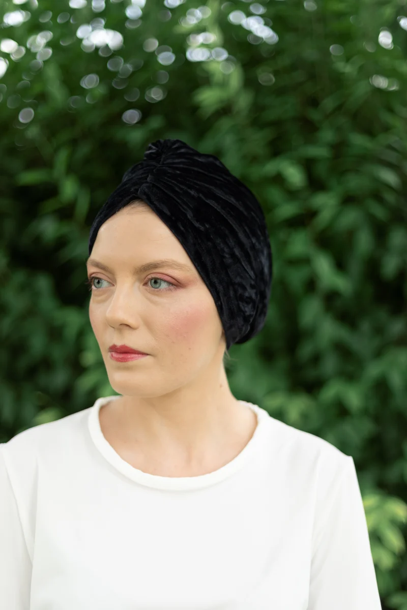 turban femme velours noir made in france