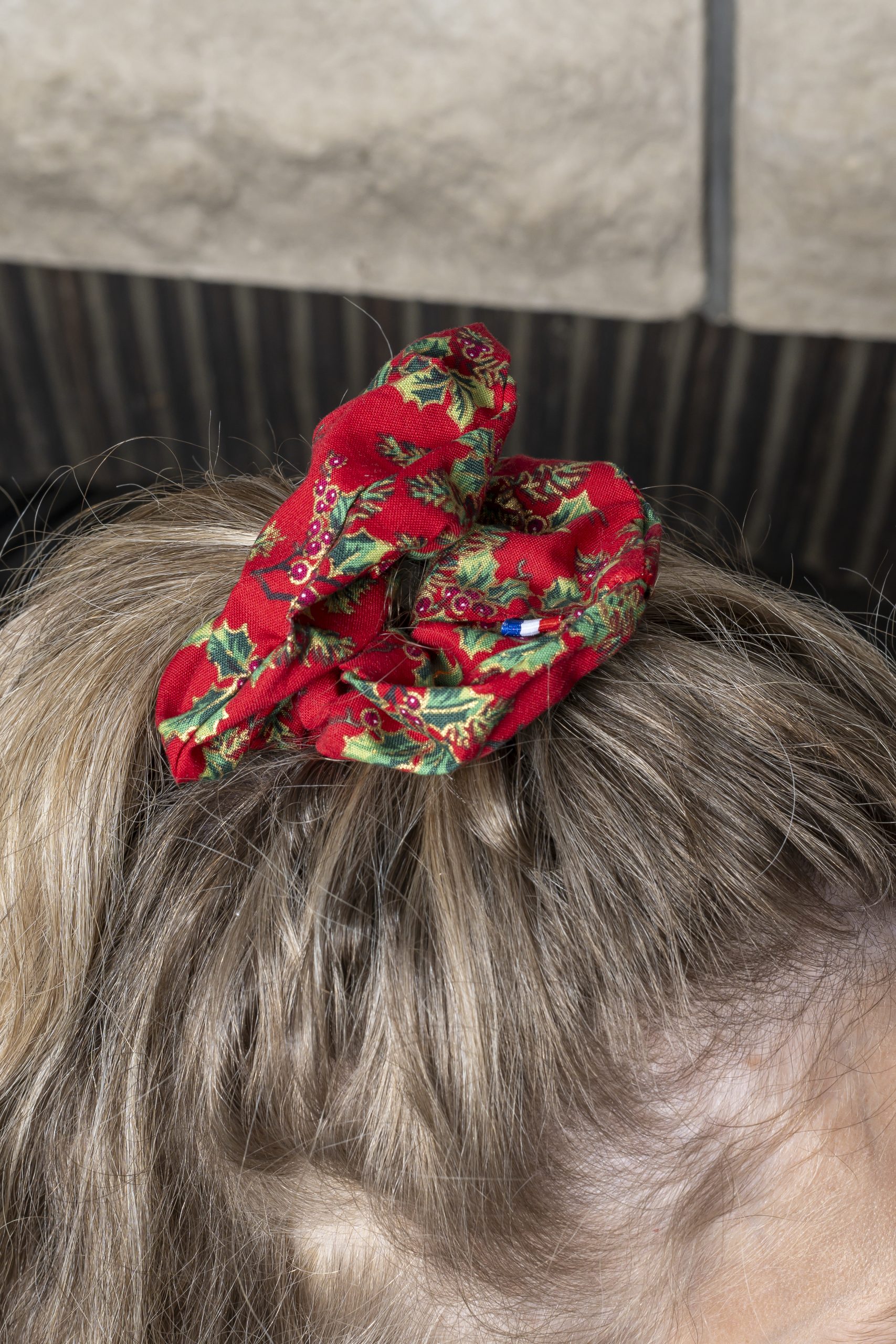 chouchou cheveux made in france imprimé houx Noël
