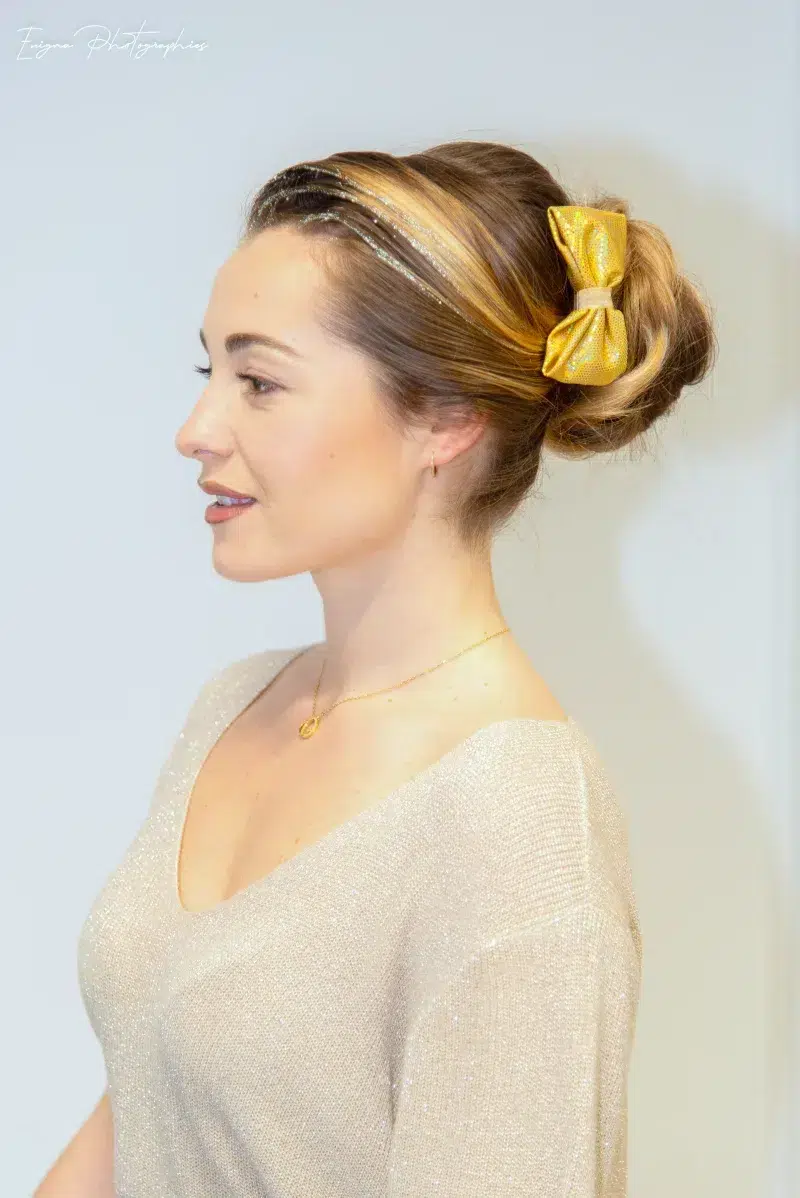noeud cheveux lamé or made in france