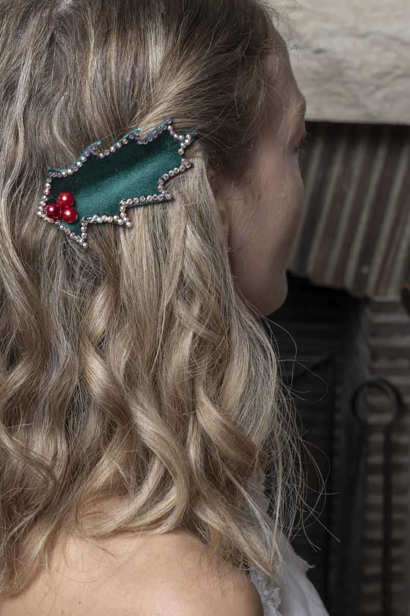 barrette houx Noël Made in France