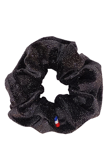 Chouchou cheveux mode velours noir pailleté argent fabrication française accessoire luxe