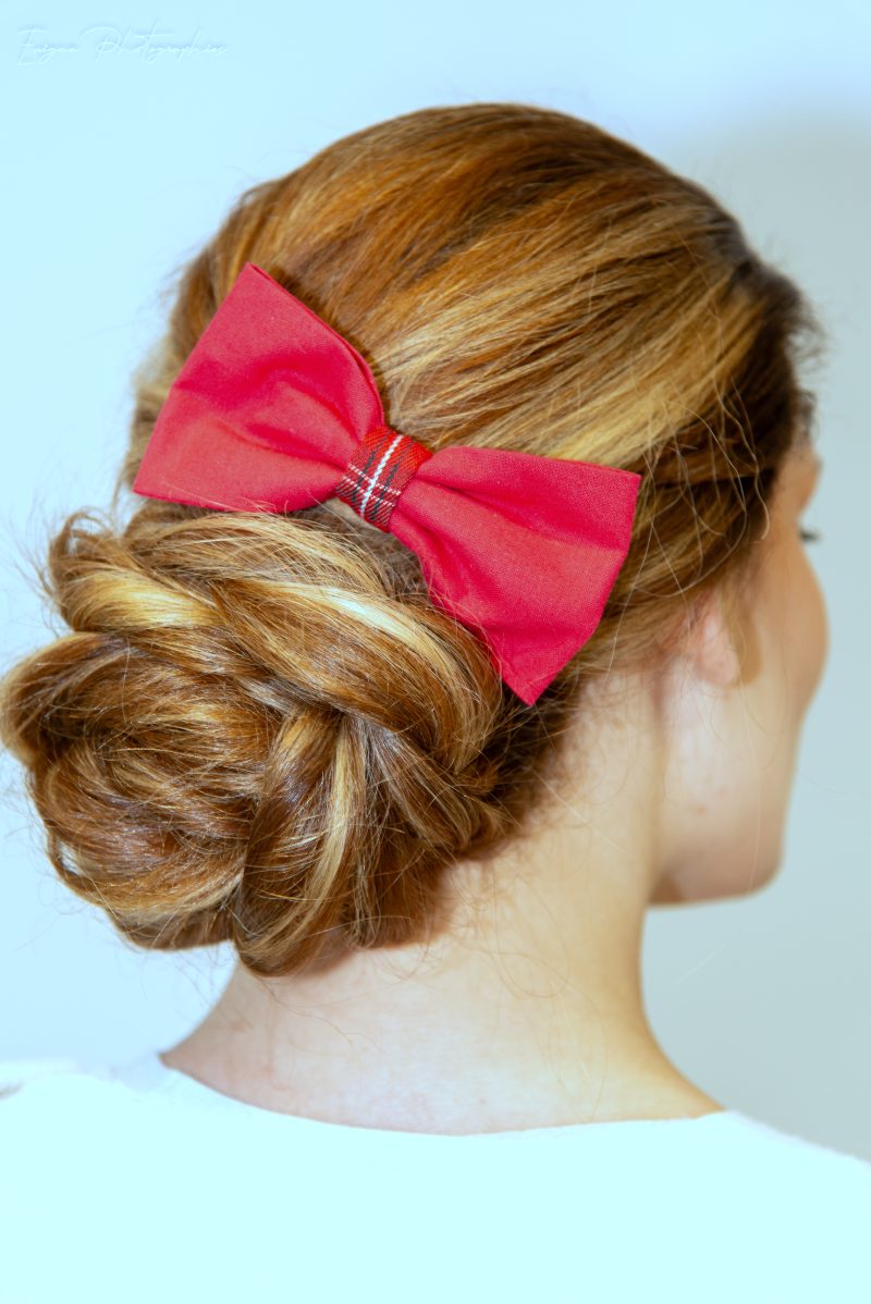 noeud pour cheveux made in france fait main coton rouge tartan