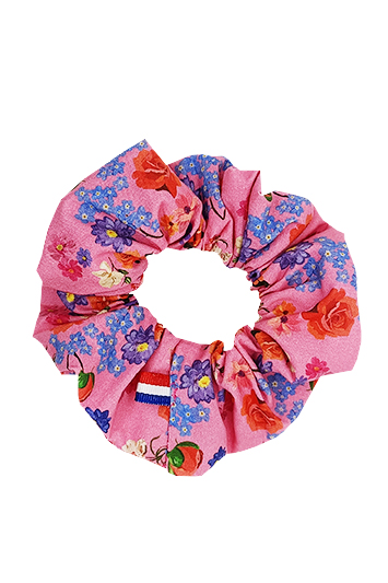 chouchou cheveux made in france fait main coton rose imprimé fleuri