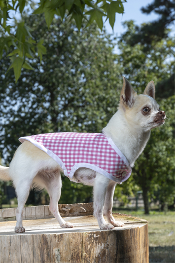 manteau chien made in france vichy rose vif
