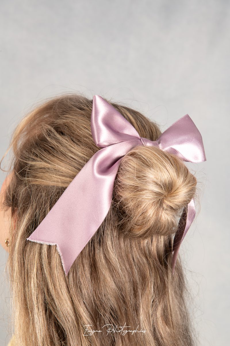 noeud pour cheveux made in france fait main satin mauve