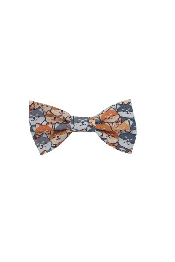 noeud papillon pour chien Made in France coton gris imprimé shiba